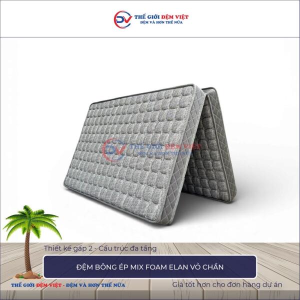 Đệm bông ép mix foam Elan vỏ chần 1